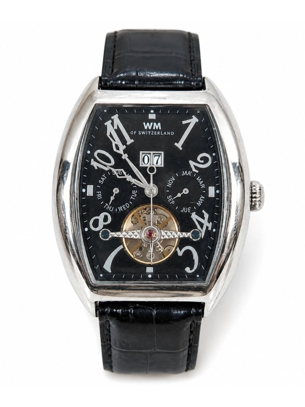 WM of Switzerland Tonneau Tourbillon Numeric Swiss Design Watch